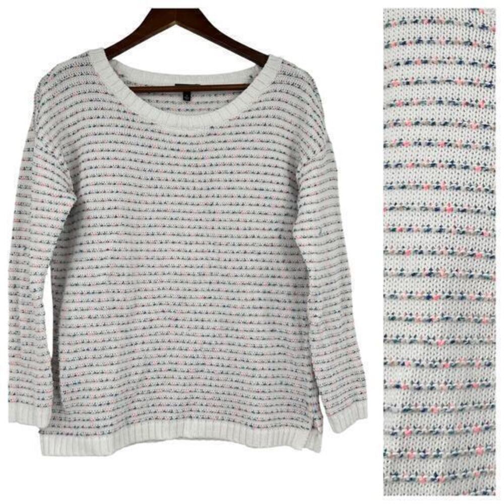 Talbots Women’s Pullover knit Sweater Striped Speckled multicolor Ivory Sz small